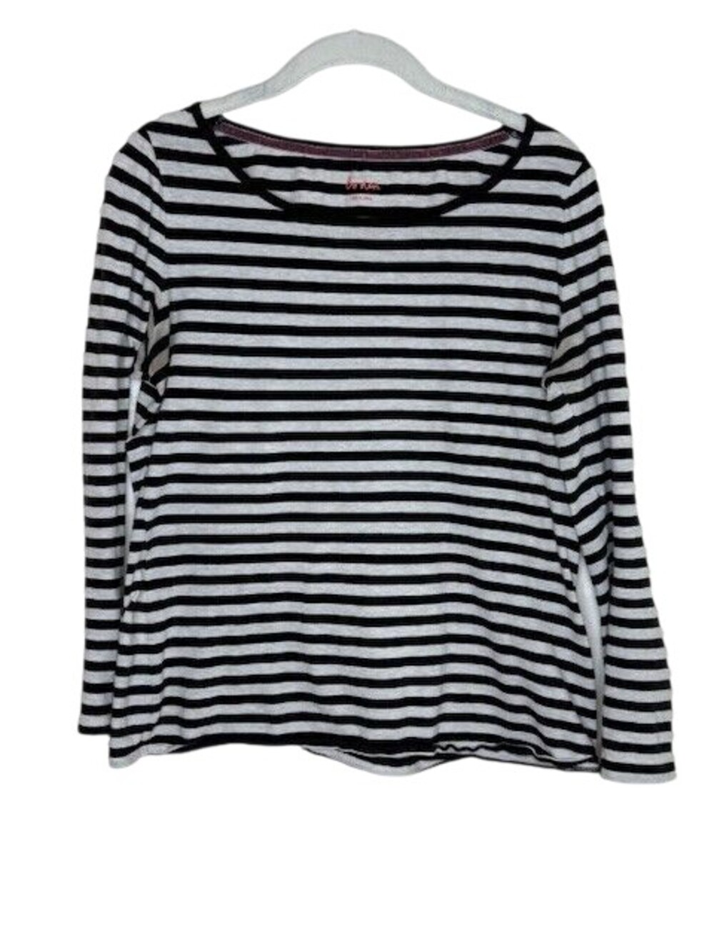 BODEN Women Black Tan Striped Long Sleeve Cotton T-Shirt Top Bretton No Size